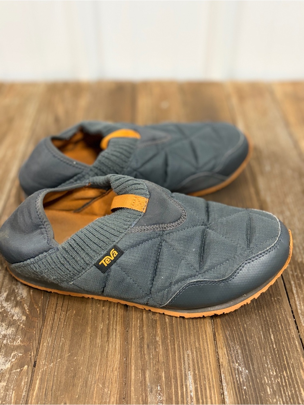 Teva Quilted Slip-On Slippers in Gray with Tan Accents